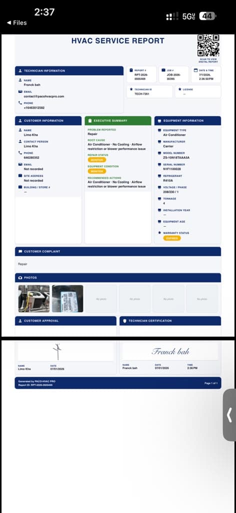 Job Reports screenshot