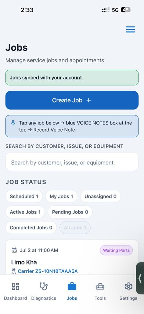 Job Management screenshot